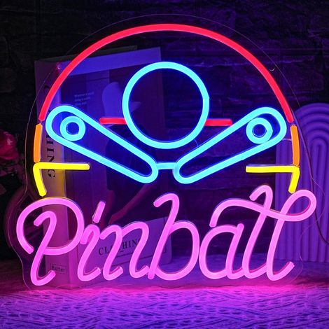 1 Panneau néon, Flipper, LED multicolore, USB, Acrylique, Salon, Chambre, Salle de jeux