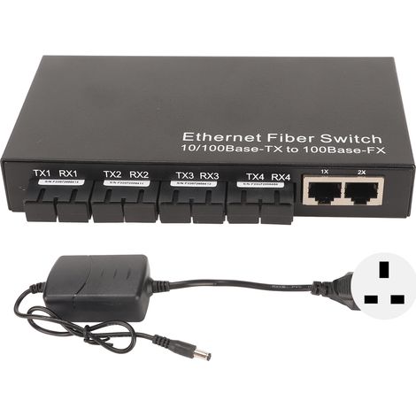 Convertisseur de média Ethernet fibre optique Tx1310nm 10/100Mbps jusqu'à 25km, ports RJ45 SC, commutateur fibre Ethernet, adaptateur secteur 100-240V prise UK (1/5)