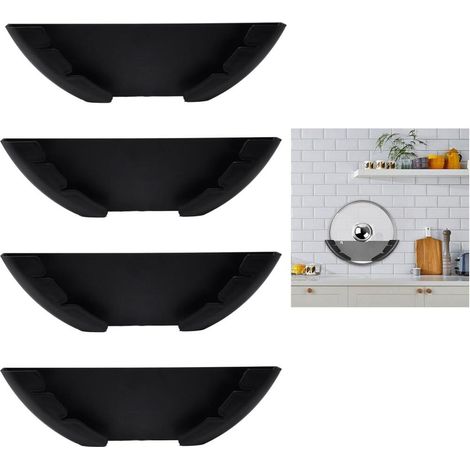 4 unités Support Mural Couvercle Casserole aux 15-32 cm synthétique Autocollant Organisateur de Couv (1/5)