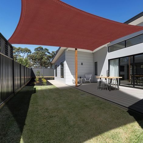 Voile d'ombrage Rectangulaire 3x4m, Abri de Jardin 95% UV Block Sunscreen Auvent Toile Ombrage Étanche Durable pour Extérieur Patio Jardin Cour Arrière Camping Piscine - Rouge Brique (1/5)