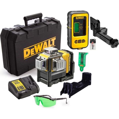 DeWalt DCE089D1G 12v 3 Beam Self Leveling Green Cross Laser Level + Detector (1/4)