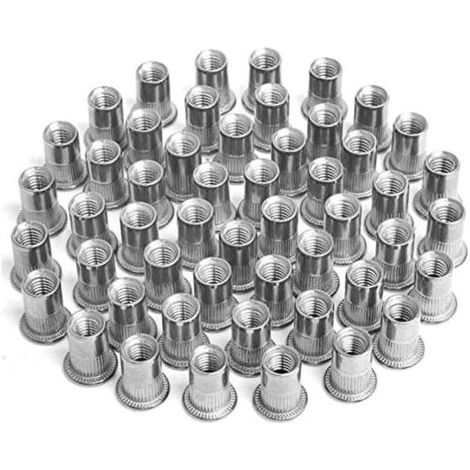 100 pièces Écrou à Sertir M4 M5 M6 M8, Écrous de Rivet Insert Fileté, Écrous à Sertir en Acier Inoxydable, Utilisé pour Réparer l'artisanat de Décoration de Meubles (1/4)