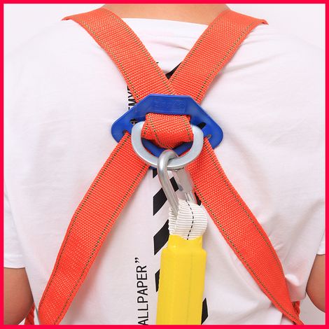 5-Punkt-Sicherheitsgurt mit Kletterpuffer und 2 Haken für Arbeiten in großer Höhe auf Baustellen (2 Meter) (1/5)