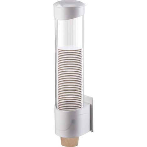 Distributeur mural blanc anti-poussière pour gobelets en papier, étagère pratique de rangement pour maison, bureau et restaurant (1/5)