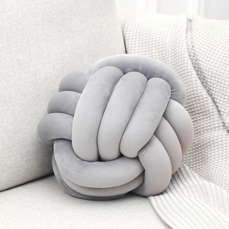 Filiyano-Coussin rond noué, gris clair, 20 cm (8 pouces) (1/5)
