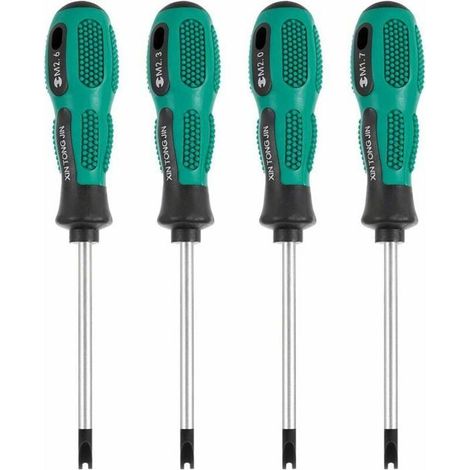 Set di multiutensili CR-V (160 cm x 4) con 4 cacciaviti a testa piatta magnetici a forma di U e a forcella. (1/4)