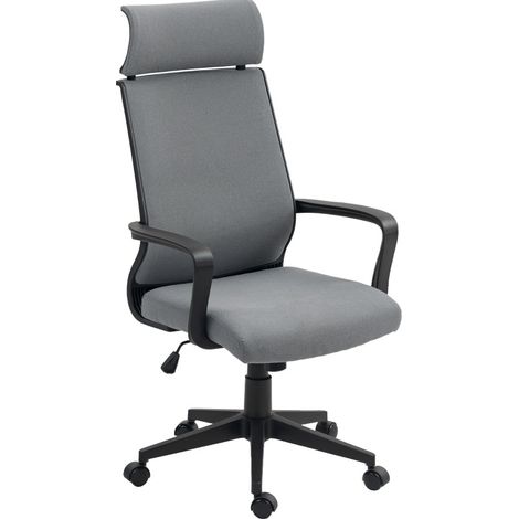 Sedia da ufficio ergonomica grigio scuro con poggiatesta e funzione basculante (1/4)