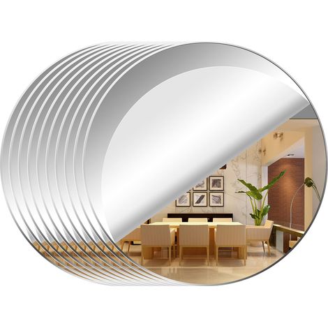 10 Pièces Rond Miroir Mural Adhésif pour Salon Decoratif Acrylique (1/5)