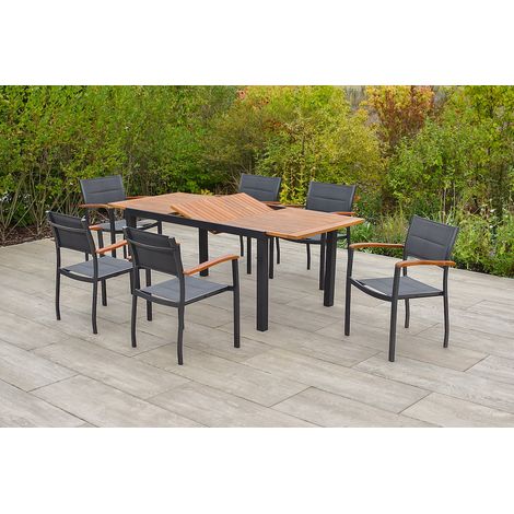 Paxos Set 7tlg 6 Sessel Tisch 50(200)x90cm