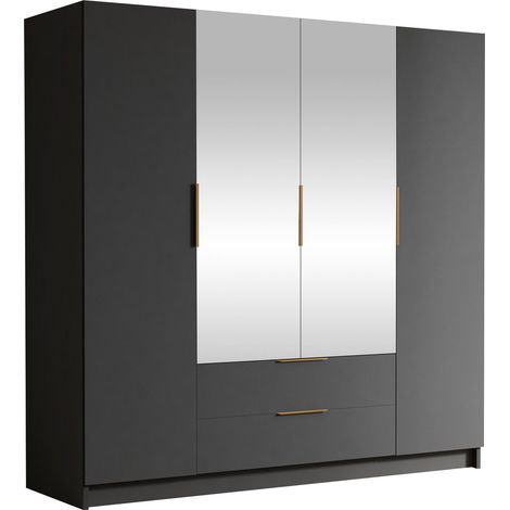 Armario Closico Cadron II, Negro, 216x200x60cm, Puertas de armario: Con bisagras, Número de estantes: 0