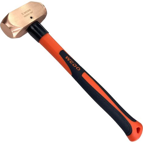 Marteau de forage en cuivre de 0,5 kg avec manche en fibre de verre, marteau de forage, longueur 30,5 cm, pour la construction, le jardinage, la gestion des terres, le travail de cour (1/5)