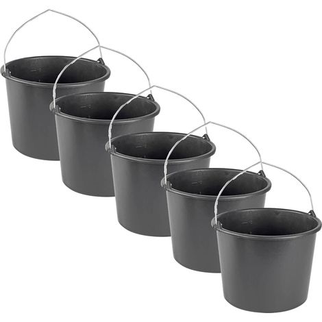 5x Baueimer Mörteleimer Zementeimer Mörtelkübel Eimer 12l Liter aus Kunststoff
