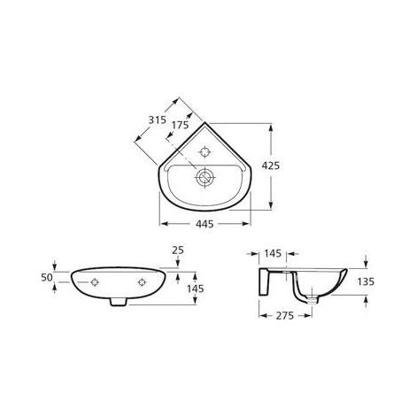Roca POLO lavabo angolare bianco ceramica