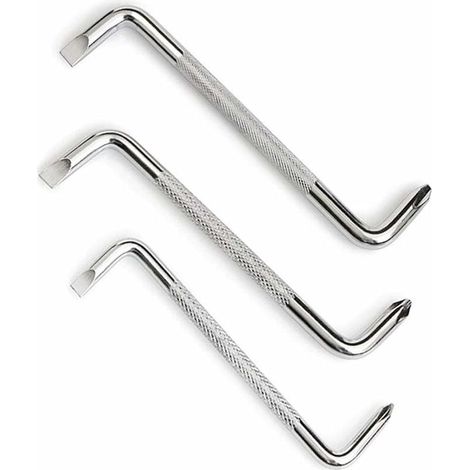 Tournevis Coudé - 3 Pièces Type Z À 90° - Tête Plate Et Cruciforme Magnétique - Pour Espaces Étroits - PH0 SL5x90mm PH1 SL5x100mm PH2 SL6x100mm