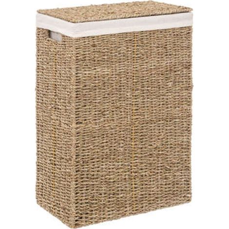 5Five Simply Smart – Panier à linge en osier naturel 55cm – Rectangulaire avec couvercle – Dimensions L. 38 x l. 22 x H. 55 cm – Élégant et tendance (1/3)