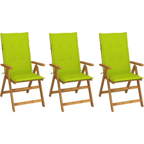 Lot de 3 Chaises pliables de jardin Siège de Terrasse Chaises pliantes d'extérieur avec coussins Bois d'acacia DHNET9999075 (1/5)
