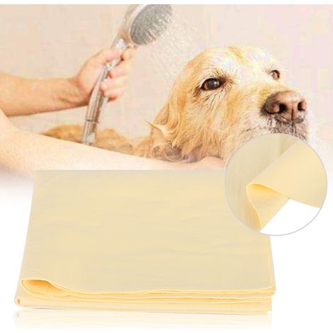 Serviette de bain/douche en tissu doux, confortable et à absorption rapide pour chats et chiens (jaune) (1/5)
