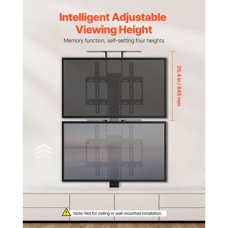 Support TV Motorisé Réglable, Fixation TV Charge de 60 kg, Accroche Téléviseur Max. VESA 400x400 mm, pour Écran 32-55 po/81,3-140 c… (1/5)