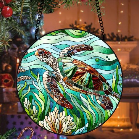 Attrape-soleil dauphin vitrail 9 cm décoration fenêtre suspendue animal lumineux cadeau femme (1/5)
