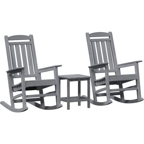 Maison Exclusive - Sedia a dondolo 3 pcs Grigio chiaro Polietilene