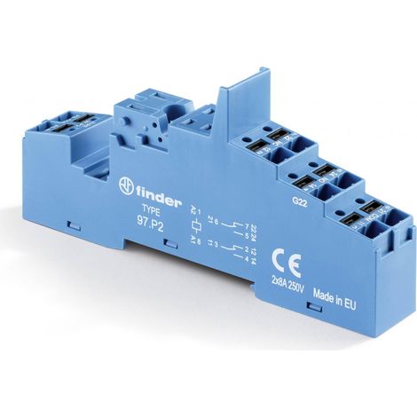 Support 8A 250V série 4652 bleu étrier métallique Push-in FINDER 97P2SMA