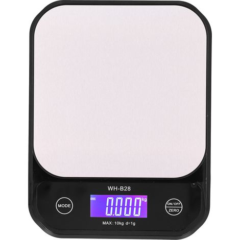 Balance de cuisine électrique étanche rechargeable par USB, 10 kg/1 g, noire.