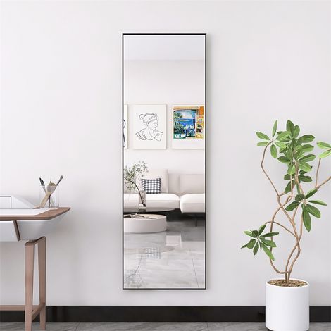 Specchio da terra 165x60 cm - specchio a figura intera da appendere o da parete con cornice in metallo per soggiorno - camera da letto o bagno - Nero