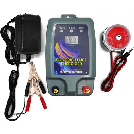 Irovami Électrificateur de clôture électrique pour bétail, haute puissance, 3 modes d'alimentation, avec fonction alarme, pour élevage de volailles