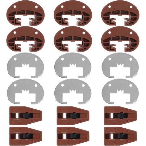 Kit de 6 glissières de tiroir, kit de réparation de rails pour tiroir de commode, glissières de remplacement à fixation centrale, butée de tiroir (1/5)