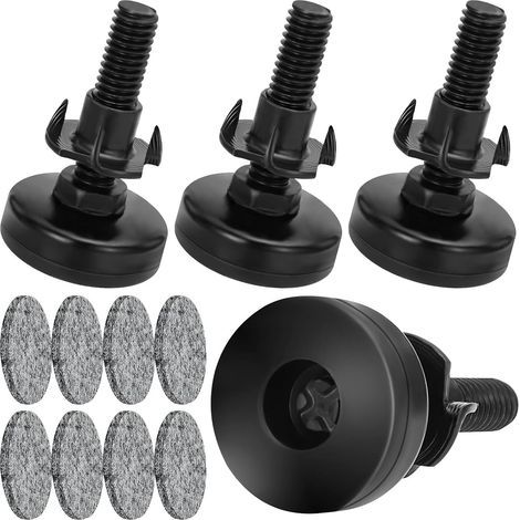 Lot de 4 pieds de nivellement réglables avec écrous en T, pieds de nivellement de meubles avec inserts filetés vissés, noir (1/5)