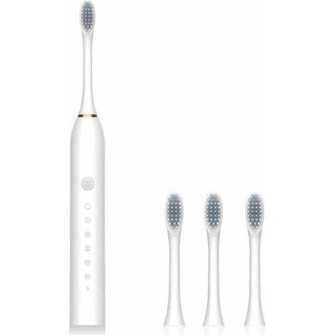 Brosse à dents électrique Portable IPX7 étanche Rechargeable 6 vitesses brosse à dents maison salle de bain dispositif de nettoyage, Blanc (1/4)