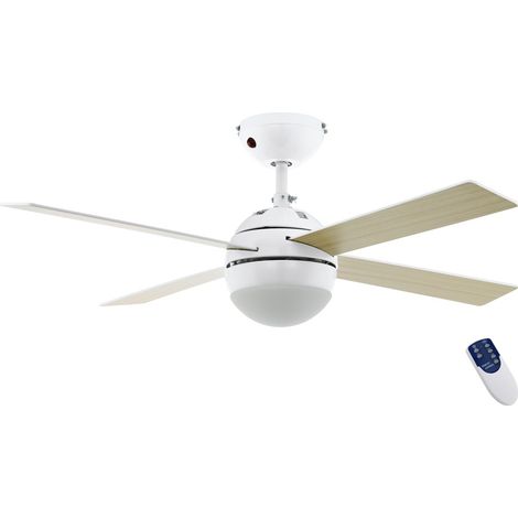 Fan Fan Blanc et bois avec lampe - 56036