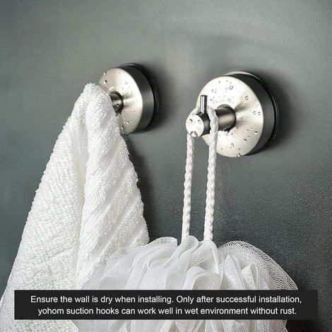 2 Crochet Ventouse Salle de Bain Porte Serviette à Ventouse Puissant Crochet Douche Murale Support Peignoir Patère Ventouse Manteau Accroche Torchon Cuisine sans Ppercage en Acier INOX Brossée (1/2)