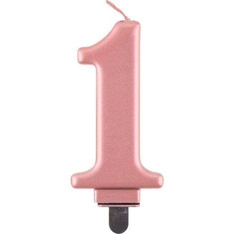 Vela Número 1, Oro Rosa Metálico, 8 cm (1/2)