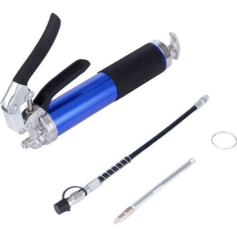 Pompe à Graisse Manuelle,Pistolet à Graisse Robuste à Poignée Pistolet de 8000 PSI avec Tuyau Flexible de 18"ï½Rallonge Rigide de 6" ï½Buse Pointue