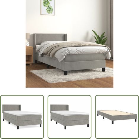 Samtbett - Boxspringbett mit Matratze Hellgrau 80x200 cm Samt (1/5)