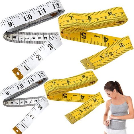 Lot de 4 rubans à mesurer souples, 3 m et 2 m, mètres ruban pour couture et mesure du corps, jaune et blanc (1/5)