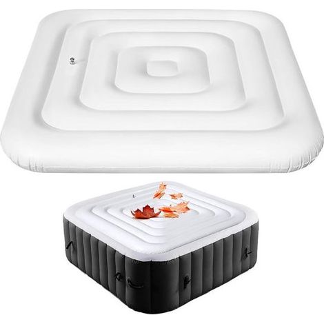 Couvercle gonflable pour bain à remous - Carré 165 cm - Imperméable et isolé - Avec valve de gonflage et dégonflage - Protection pour spa et jacuzzi (1/5)