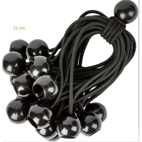 25 Pcs Cordons Élastiques avec Boules - Lot de 15 cm Tendeurs Universels avec Attaches - Sangle Elastique Résistant Parfaite pour le Camping, les Bagages & Bâches - Noir (1/5)