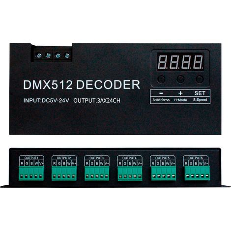 Nouveau décodeur DMX512 RGBW 24 canaux pour l'ingénierie de l'éclairage scénique - Contrôleur-décodeur 24 canaux