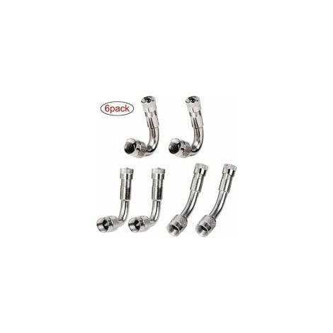 6 Pièces Pneu Valve Rallonge Va, Pneu Valve de Adaptateur, Air Pneu Valve Extension, Pneu Prolongateur Coude de Valve, pour Voiture Moto Vélo Camion, 3 Sortes (Argent) (1/4)