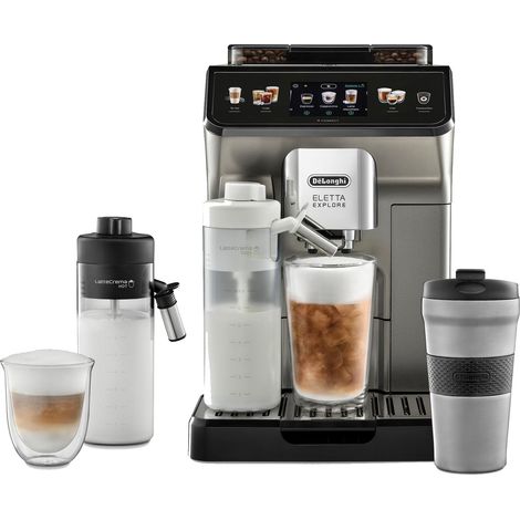 Delonghi Eletta Explore Bean to Cup Automatic Coffee Machine, Silver (1/2)