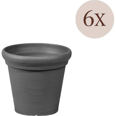 Lou Dekor, 6er Set Vasen, Farbe: Struktur Made in Italy, Material: Struktur in Anthrazit-Schwarz