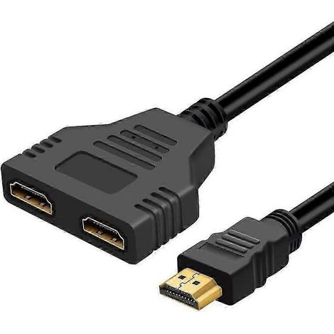 Répartiteur HDMI 1 entrée/2 sorties, câble adaptateur 1080p mâle vers double femelle, compatible avec les téléviseurs, les moniteurs et les projecteurs. (1/5)