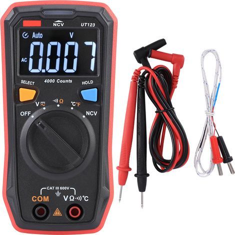 UT123 Digitalmultimeter mit Farbdisplay, AC/DC-Spannungs-, Widerstands-, Frequenz- und NVC-Tester (1/5)