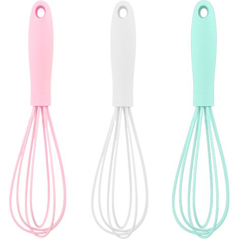 Mini Fouet - Silicone Alimentaire - Résistant à la Chaleur Jusqu'à 260 °C - Pour Œufs Omelettes Marinades - Lot de 3 (1/5)