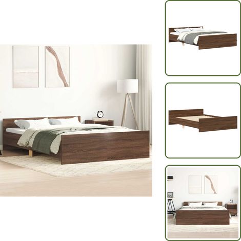 Letto con pediera - vidaXL Giroletto con Testiera e Pediera Rovere Marrone 140x200 cm - Letto in legno