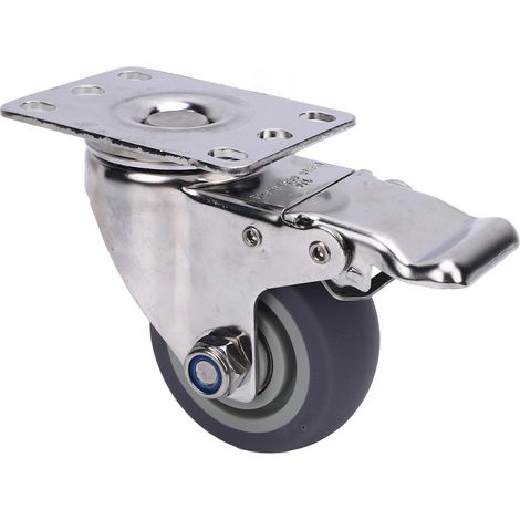 Roulette pivotante freinée 7,62 cm inox 304 TPR silencieuse 360° multi-usage pour chariot 60 kg (1/5)
