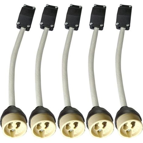 LaBlanc – 5 Stück hitzebeständige GU10-Lampenfassungen, Keramik-GU10-Lampenfassung mit Anschlussdose, 0–250 V, geeignet für GU10-LED-Lampen (1/4)