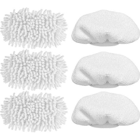 Ensemble de 6 accessoires universels pour nettoyeur vapeur : embouts réutilisables, lingettes pour balai vapeur et chiffon lavable pour nettoyeur vapeur portatif. (1/5)